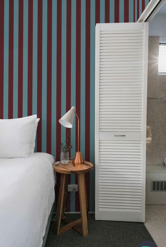 Burgundy and turquoise lines